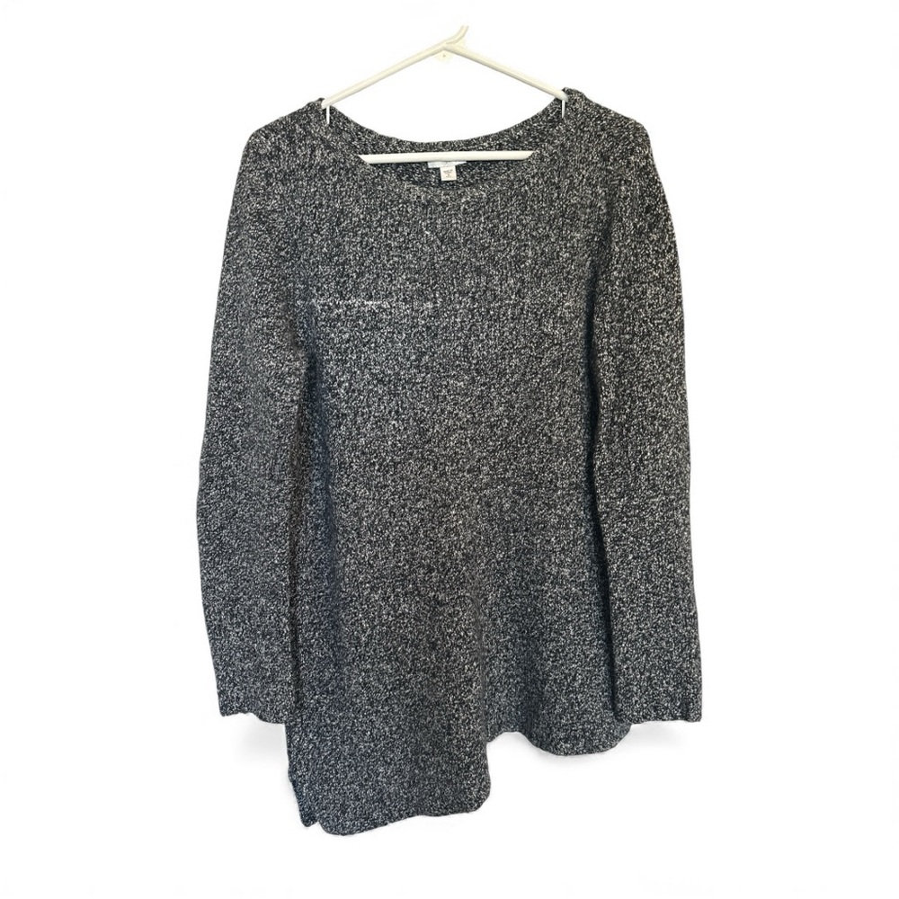 Pure J.Jill Black White Wool Blend Sweater Asymmetrical Hem-Size Medium